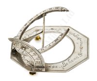 Lot 200 - A RARE PORTABLE SILVER COMPASS SUNDIAL BY JOHANN SOMMER, AUGSBURG, CIRCA 1680