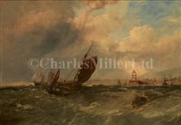 Lot 9 - EDWIN HAYES (BRITISH, 1820-1904)<br/>Fishing Boats...