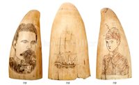 Lot 119 - A 19TH-CENTURY PAIR OF SAILORWORK SCRIMSHAWED...