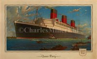 Lot 135 - A CUNARD POSTER FOR THE QUEEN MARY, CIRCA...