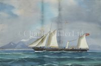 Lot 11 - ITALIAN SCHOOL, 19TH-CENTURY<br/>A steam yacht of...
