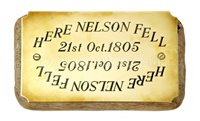 Lot 47 - AN ENGRAVED BRASS MARKER FROM H.M.S. VICTORY...