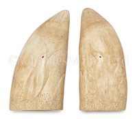 Lot 146 - Ø A LATE 19TH-CENTURY PAIR OF INUIT CARVED WHALE'S TEETH