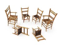 Lot 161 - SIX QUILL AND FEATHER MINIATURE CHAIRS, THOUGHT TO BE EARLY 19TH-CENTURY NAPOLEONIC FRENCH PRISONER-OF-WAR WORK