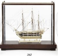 Lot 342 - A MINIATURE BONE FRENCH PRISONER-OF-WAR-STYLE...
