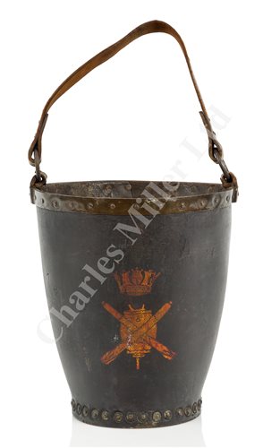 Lot 85 - A RARE LEATHER FIRE BUCKET FROM H.M.S. VERNON, CIRCA 1880