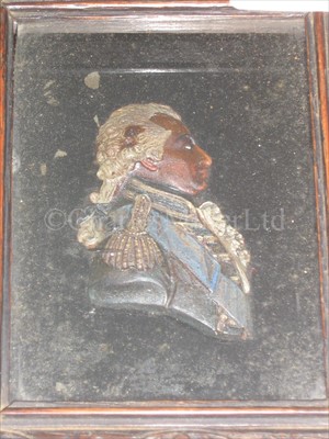 Lot 49 - A SET OF FOUR POLYCHROME WAX PROFILES OF...