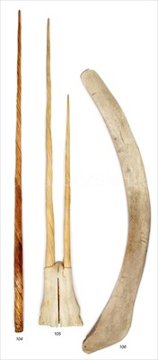 Lot 105 - A RARE DOUBLE NARWHAL TUSK<br/>of tapering...
