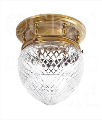 Lot 133 - A CUT GLASS AND BRASS DECKHEAD SALOON LAMP...