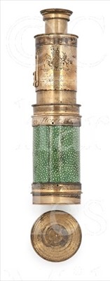 Lot 190 - A RARE 18th-CENTURY 1¼IN. THREE-DRAW BRASS AND...