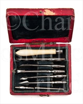 Lot 193 - A 19TH-CENTURY ENGLISH IVORY AND STEEL POCKET...