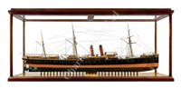 Lot 260 - A FINE AND HIGHLY ORIGINAL 1:48 SCALE BUILDER'S MODEL FOR THE LINER S.S. MEXICO, BUILT FOR THE CIA. MEXICANA TRASATLÂNTICA BY ROBERT NAPIER & SONS, GOVAN, 1884