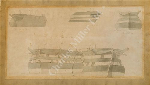 Lot 23 - ENGLISH SCHOOL, MID-19TH CENTURY - Studies of H.M.S. Spartiate