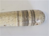 Lot 81 - Ø A LARGE 19TH CENTURY SAILOR'S WHALE BONE FID: and another smaller