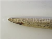 Lot 81 - Ø A LARGE 19TH CENTURY SAILOR'S WHALE BONE FID: and another smaller
