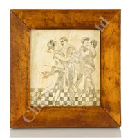 Lot 80 - Ø A LATE 19TH CENTURY SCRIMSHAW DECORATED WHALE'S PAN BONE PLAQUE