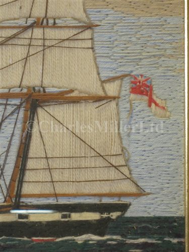 Lot 75 - A 19TH CENTURY SAILOR'S WOOLWORK PICTURE