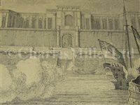 Lot 14 - FOLLOWER OF WILLIAM VAN DE VELDE (DUTCH, 17TH CENTURY); study of a warship