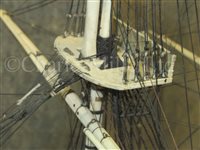 Lot 261 - A LARGE, FINELY CARVED AND WELL PRESENTED EARLY 19TH CENTURY NAPOLEONIC FRENCH PRISONER OF WAR BONE SHIP MODEL FOR A FIRST RATE SHIP OF THE LINE TRADITIONALLY IDENTIFIED AS H.M.S. CALEDONIA