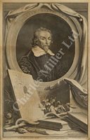 Lot 244 - AN 18TH CENTURY COPPER PLATE ENGRAVING OF WILLIAM HARVEY