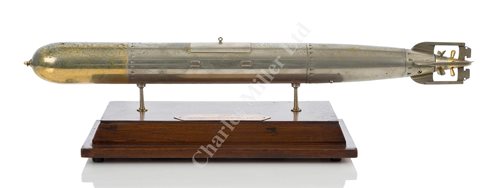 Lot 44 - A RARE WORKING ELECTRIC MODEL OF A WHITEHEAD TORPEDO, PRESENTED TO AN OFFICER IN THE THAI NAVY, 6 FEBRUARY, 1914