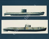 Lot 46 - A COLLECTION OF 20TH CENTURY WATERCOLOUR SUBMARINE PROFILES