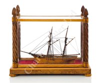 Lot 251 - A SMALL AND ATTRACTIVELY PRESENTED SAILOR'S WATERLINE MODEL FOR A BRIGANTINE, CIRCA 1890