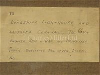 Lot 18 - THOMAS LUNY (ENGLISH, 1759–1837) - 74-gun ship in company with a Truro fishing smack, off the Longships Lighthouse and Land's End, Cornwall