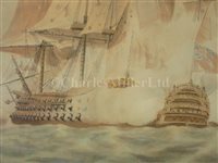 Lot 20 - ATTRIBUTED OF NICHOLAS POCOCK (ENGLISH, 1740-1821) - Glorious First of June, H.M.S. 'Queen Charlotte' forcing the French line