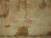 Lot 20 - ATTRIBUTED OF NICHOLAS POCOCK (ENGLISH, 1740-1821) - Glorious First of June, H.M.S. 'Queen Charlotte' forcing the French line