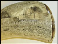 Lot 84 - Ø A FINE SAILORWORK SCRIMSHAW DECORATED WHALE'S TOOTH, 1830s-40s