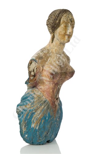 Lot 166 - AN ATTRACTIVE BRITISH MERCHANTMAN PORTRAIT FIGUREHEAD FROM THE BRIG MARY ANN OF BELFAST, 1847