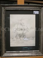 Lot 22 - A PARIANWARE BUST OF LORD NELSON BY JOSEPH PITTS, LONDON 1853; and a drawing of two-decker