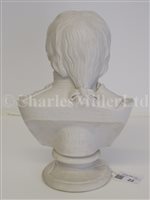 Lot 22 - A PARIANWARE BUST OF LORD NELSON BY JOSEPH PITTS, LONDON 1853; and a drawing of two-decker
