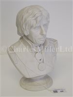 Lot 22 - A PARIANWARE BUST OF LORD NELSON BY JOSEPH PITTS, LONDON 1853; and a drawing of two-decker