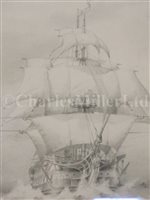 Lot 22 - A PARIANWARE BUST OF LORD NELSON BY JOSEPH PITTS, LONDON 1853; and a drawing of two-decker