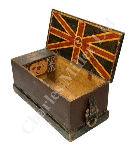 Lot 96 - AN UNUSUAL AND PATRIOTIC BRITISH SAILOR’S CHEST, THIRD-QUARTER 19TH CENTURY