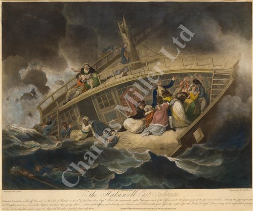 Lot 103 - ‘THE HALSEWELL EAST INDIAMAN’ – A CONTEMPORARY HAND-COLOURED AQUATINT