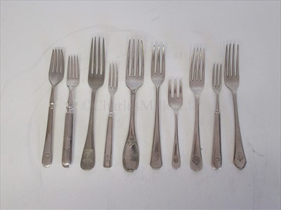 Lot 8 - PLATED FLATWARE:  TEN FORKS FROM ASSORTED SHIPPING COMPANIES