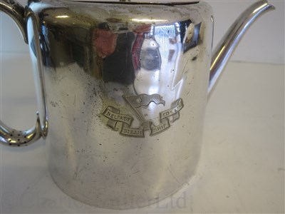 Lot 9 - BELFAST STEAM SHIP COMPANY LTD: A PLATED TEA POT BY SHARMAN D. NEILL, BELFAST, CIRCA 1920