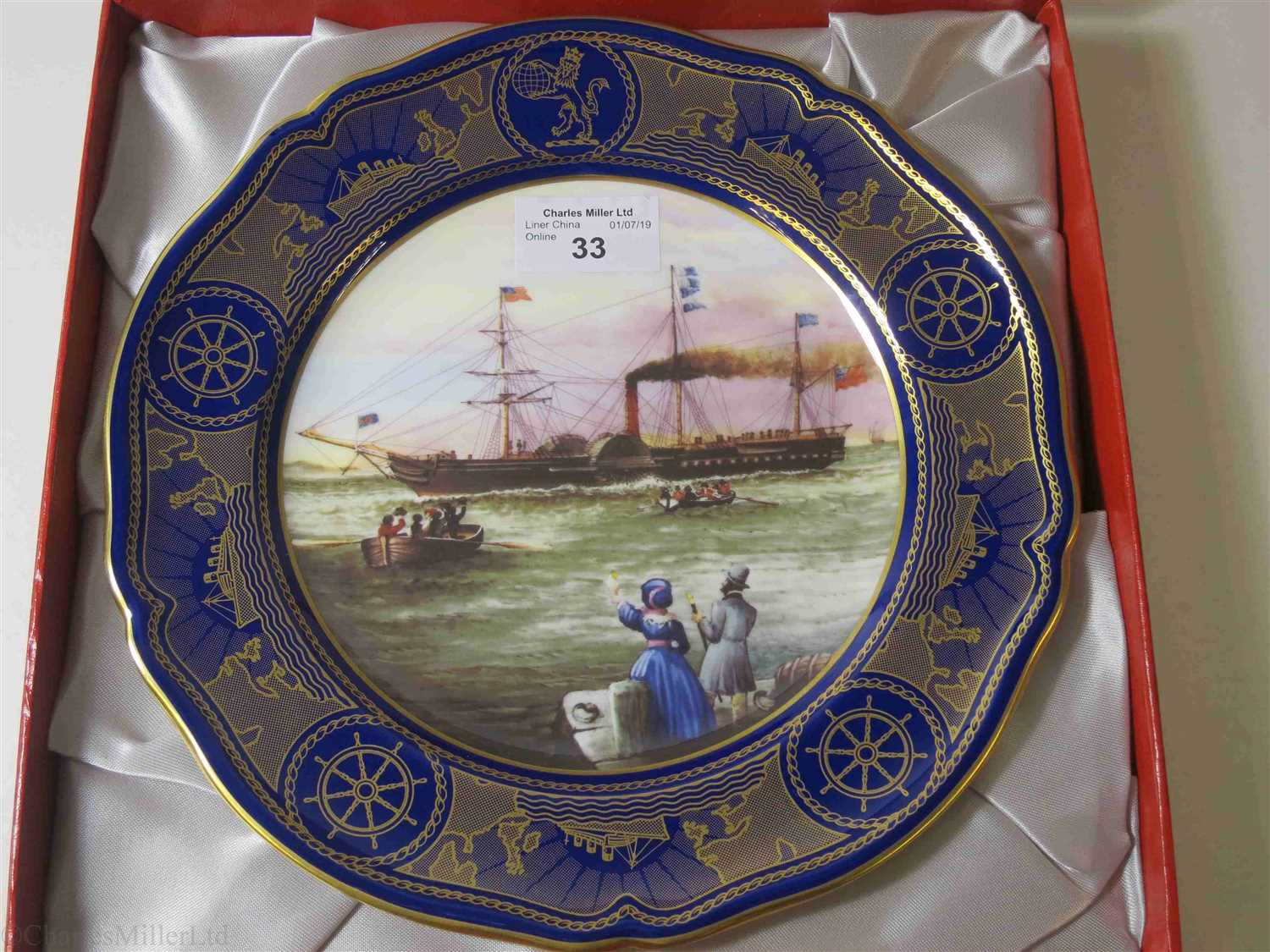 Lot 33 - CUNARD: AN ‘AGE OF ROMANCE’ SOUVENIR PORCELAIN PLATE BY SPODE DEPICTING "BRITANNIA", CIRCA 1991