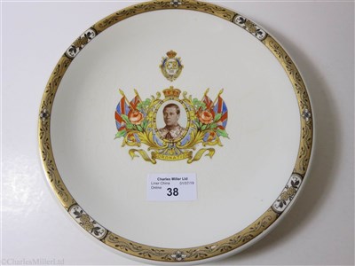 Lot 38 - CUNARD:  A FIRST-CLASS SOUVENIR ‘SILICON CHINA’ CORONATION PLATE BY BOOTHS LTD., ENGLAND, CIRCA 1937