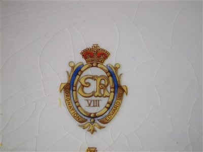 Lot 38 - CUNARD:  A FIRST-CLASS SOUVENIR ‘SILICON CHINA’ CORONATION PLATE BY BOOTHS LTD., ENGLAND, CIRCA 1937