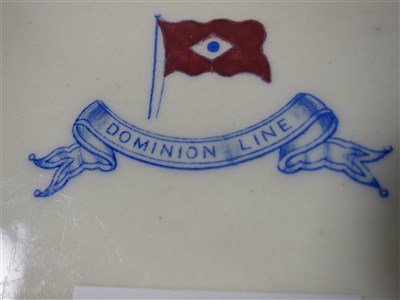 Lot 43 - DOMINION LINE: AN OVAL SERVING DISH WITH SIDE HANDLES BY CAULDON, ENGLAND, CIRCA 1890