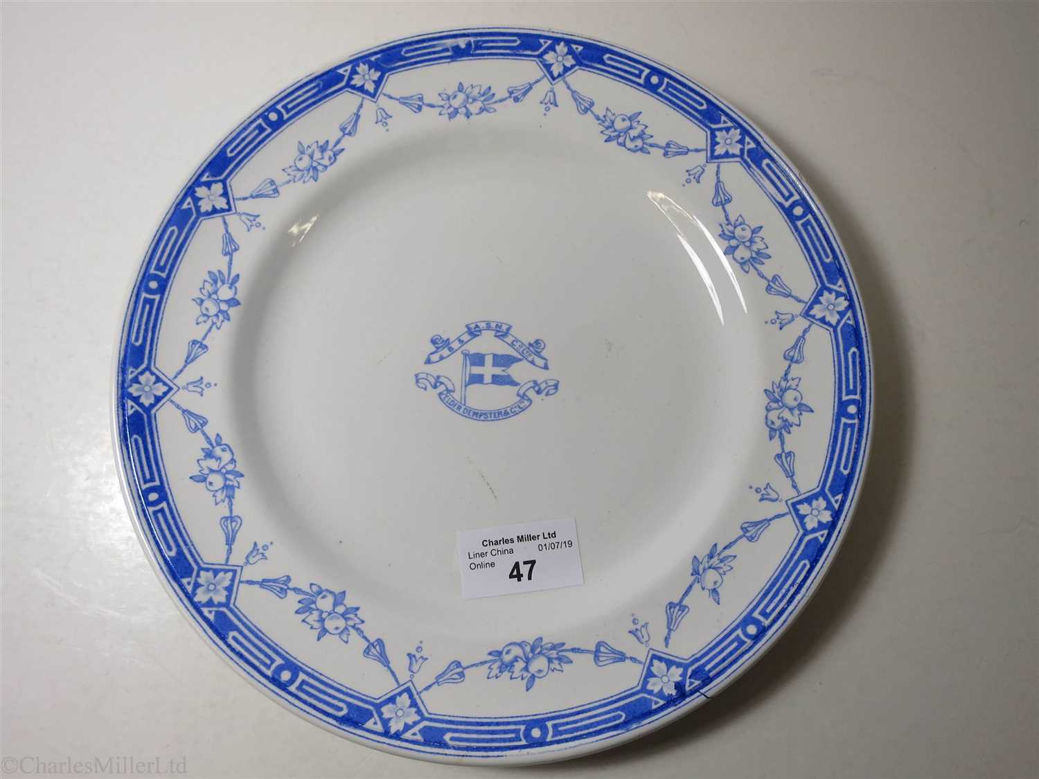 Lot 47 - BRITISH & AFRICAN S.S. CO. (ELDER DEMPSTER & Co.). LTD.: A ‘KEY FESTOON’ PATTERN DINNER PLATE BY MINTONS, CIRCA 1870