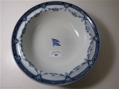 Lot 49 - ELLERMAN & PAPAYANNI LINE: A ‘KEY FESTOON’ PATTERN CHINA SOUP PLATE BY MINTONS, CIRCA 1880