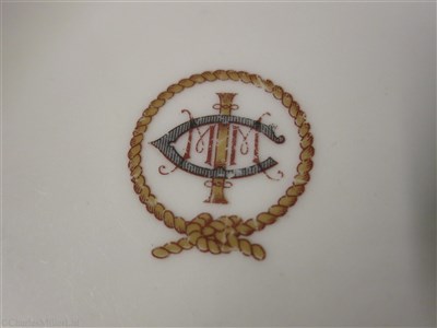 Lot 60 - INTERNATIONAL MERCANTILE MARINE COMPANY: A CHINA SOUP PLATE BY BUFFALO CHINA, CIRCA 1925
