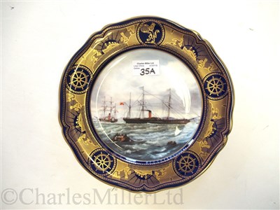 Lot 35A - CUNARD: AN ‘AGE OF ROMANCE’ SOUVENIR PORCELAIN PLATE BY SPODE DEPICTING "EUROPA" AND "NIAGARA", CIRCA 1991