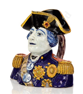 Lot 64 - A 19TH CENTURY POTTERY CHARACTER JUG OF LORD NELSON