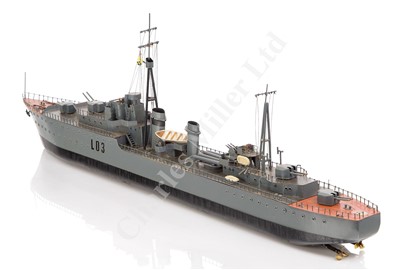 Lot 328 - A TIN-PLATE MODEL OF A TRIBAL CLASS DESTROYER BY BASSETT LOWKE, CIRCA 1937